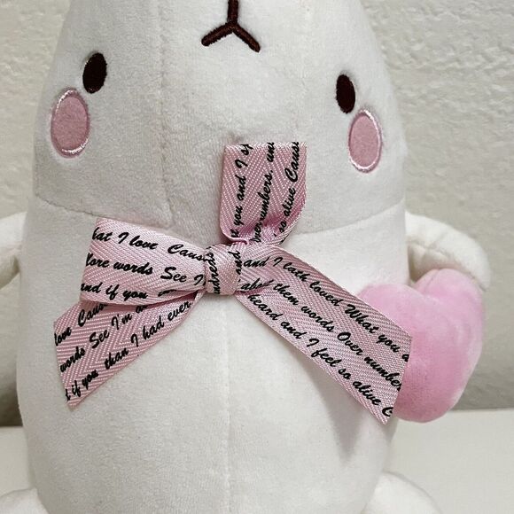 Molang Plush Pink Heart Pink Bow Loved Stuffed Animal - Picture 4 of 8